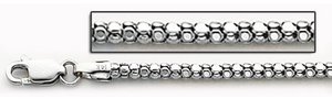 14K White Gold Diamond Cut Popcorn 2.5 MM Thick Chain