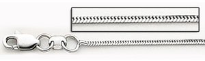 14K White Gold Round Snake W/ Diamond Cut Rope Chain