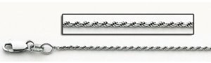 14K White Gold Diamond Cut Flex Rope Chain