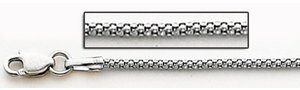 14K White Gold Diamond Cut Popcorn 1.6 MM Thick Chain
