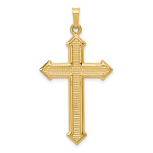 14k Polished and Textured Passion Cross Pendant