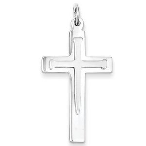 Sterling Silver Satin   Polished Cross Pendant