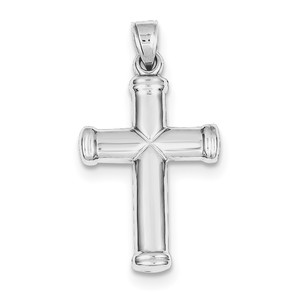 Sterling Silver Rhodium plated Hollow Reversible Cross Pendant