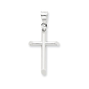 14k White Gold Hollow Cross Pendant