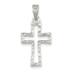 Sterling Silver Polished Open Cross Pendant