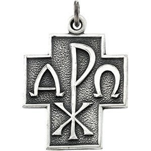 Sterling Silver ALPHA   OMEGA CROSS