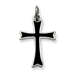 Sterling Silver Black Enameled Cross Charm