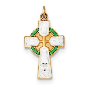 Sterling Silver Rhodium plated Polished Gold plated Epoxy  Cross Pendant