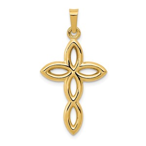 14k Polished Cut out Passion Cross Pendant