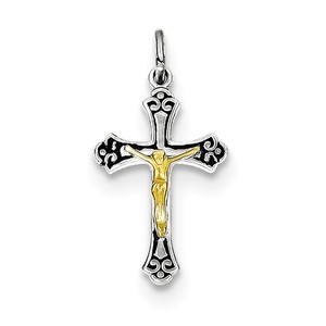 Sterling Silver Rhodium plated   Vermeil Crucifix Charm