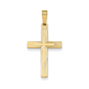 14k Brushed and Polished Latin Cross Pendant