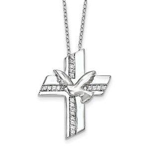 Sterling Silver CZ Confirmation Blessings 18in  Necklace