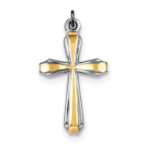 Sterling Silver Rhodium plated   18k Gold plated Cross Pendant