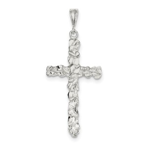 Sterling Silver Diamond  Cut Cross Pendant