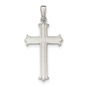 Sterling Silver Polished Fleur De Lis Cross Pendant
