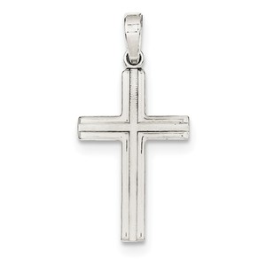 Sterling Silver Polished and Matte Finish Cross Pendant