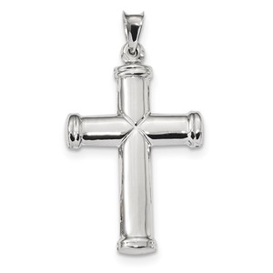14k White Gold Polished Stamping Cross Pendant
