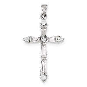 Sterling Silver CZ Cross Pendant