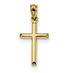 10k Polished Hollow Cross Pendant