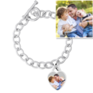 Sterling Silver Tiffany Style Photo Bracelet W Toggle Lock