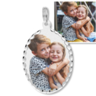 Petite Oval with Diamond Cut Edge Photo Pendant Picture Charm