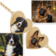 Double Hearts Photo Engrave Bracelet w/ Curb Chain