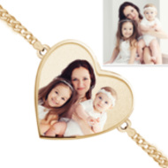 One Heart Photo Engrave Bracelet w/ Curb Chain