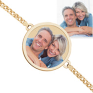 Round Photo Engrave Bracelet w/ Curb Chain