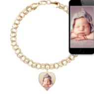 Photo Charm Bracelet w/ 1 Petite Heart Picture Charm