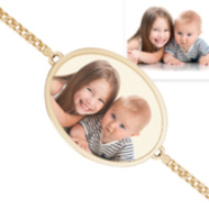 Oval Photo Engrave Bracelet w/ Curb Chain