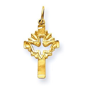 14k Yellow Gold Holy Spirit Cross