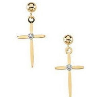 CROSS AND BALL DANGLE EARRING, s.R16555