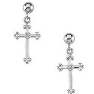 CROSS AND BALL DANGLE EARRING, s.R16557