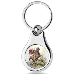 Stainless Steel Color Saint George Keychain