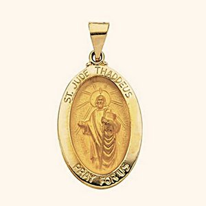 14K Gold Saint Jude Religious Medal  H 