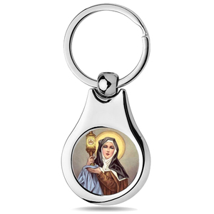 Stainless Steel Color Saint Clare of Assisi Keychain