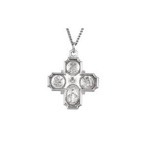 Sterling Silver 4 Way Cross Religious Medal