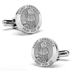 Saint Lawrence of Rome Stainless Steel Cufflinks