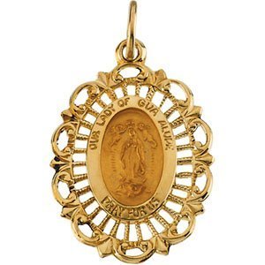 14K Gold Our Lady Of Guadalupe Religious Medal