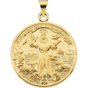14K Gold Saint Francis Religious Medal