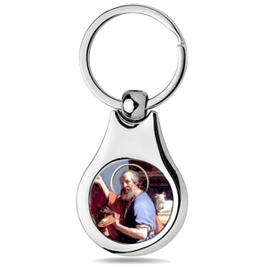 Stainless Steel Color Saint Luke Keychain