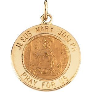 14K Gold Jesus  Mary and Joseph Religious Medal