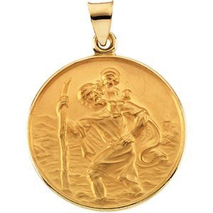 18K Yellow Gold Saint Christopher Religious Medal