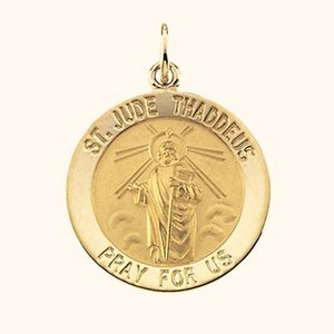 14K Gold Saint Jude Religious Medal  H 