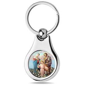 Stainless Steel Color Jesus Mary Joseph Keychain