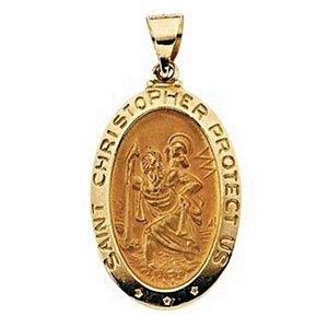 HOLLOW OVAL ST  CHRISTOPHER MEDAL