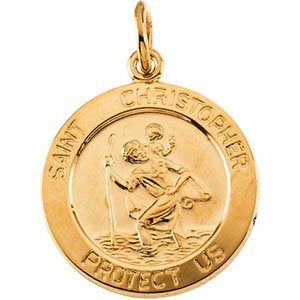 PG76338   14K Yellow Gold Saint Christopher Religious Medal