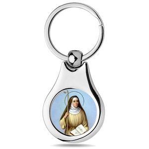 Stainless Steel Color Saint Monica Keychain