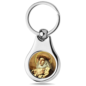 Stainless Steel Color Saint Catherine of Siena Keychain