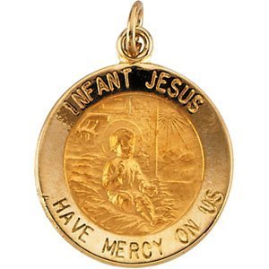14K Gold Infant Jesus Religious Medal